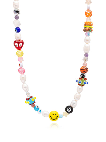 Nialaya Men's Necklace Happy Life Pearl Necklace Happy Life Pearl Necklace 20 Inches / 50.8 cm MNEC_438
